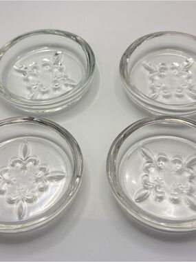 Vintage Mid‑Century Modern Fleur de Lis Glass Coasters – Set of 4